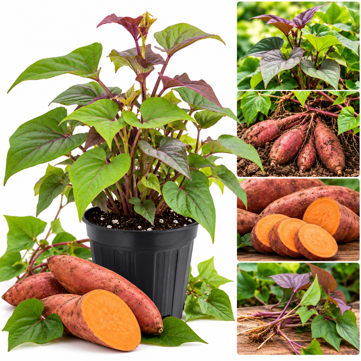 Sweet Potato Plant Live, 4-7 Inches Tall, Live Sweet Potato Plants for Home Vegetable Gardens, Root Vegetable Starter Plants for Outdoor Garden Beds, Full Sun and Well-Drained Soil