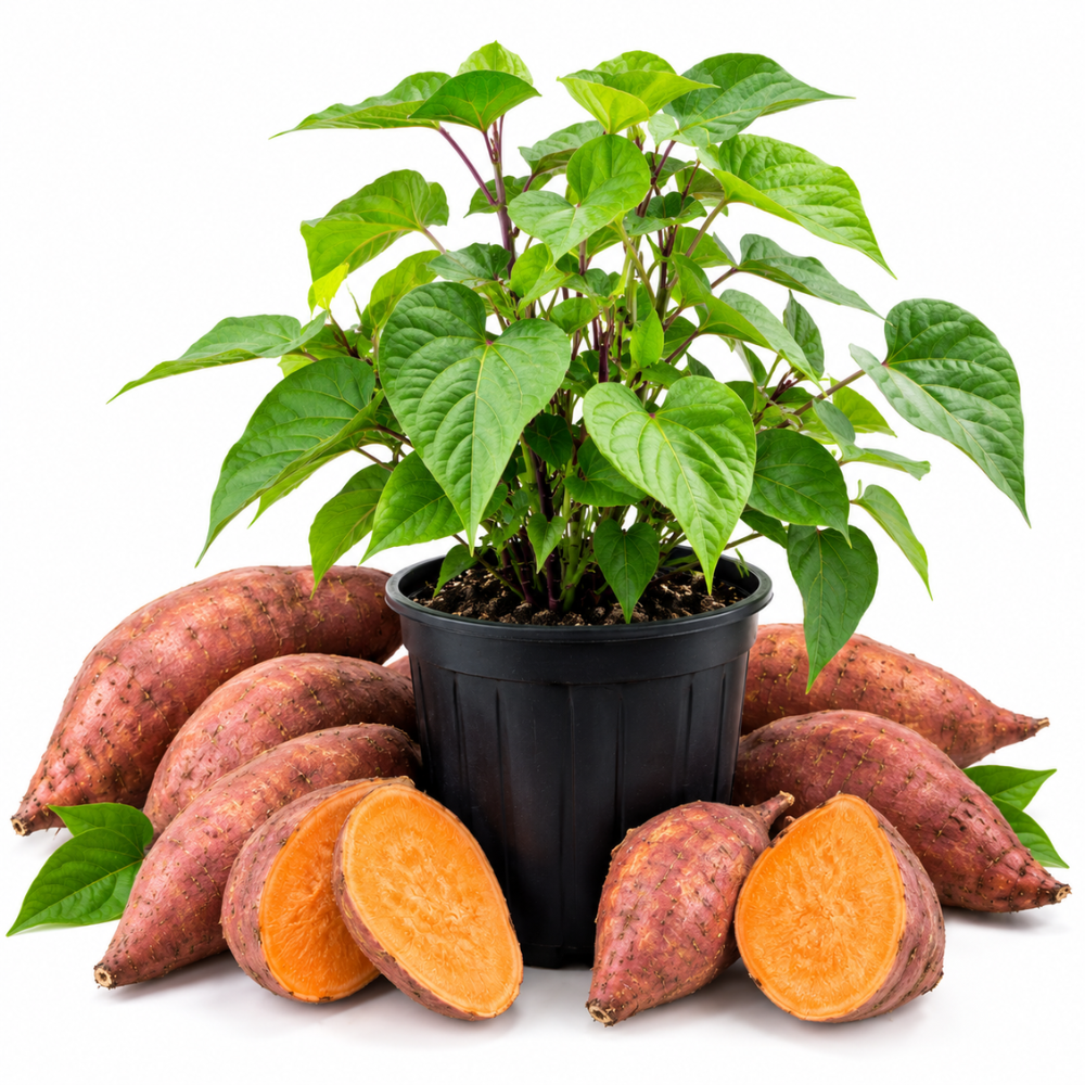 Sweet Potato Starter Plant 4-7 Inch Tall, Live Vine for Outdoor Growing