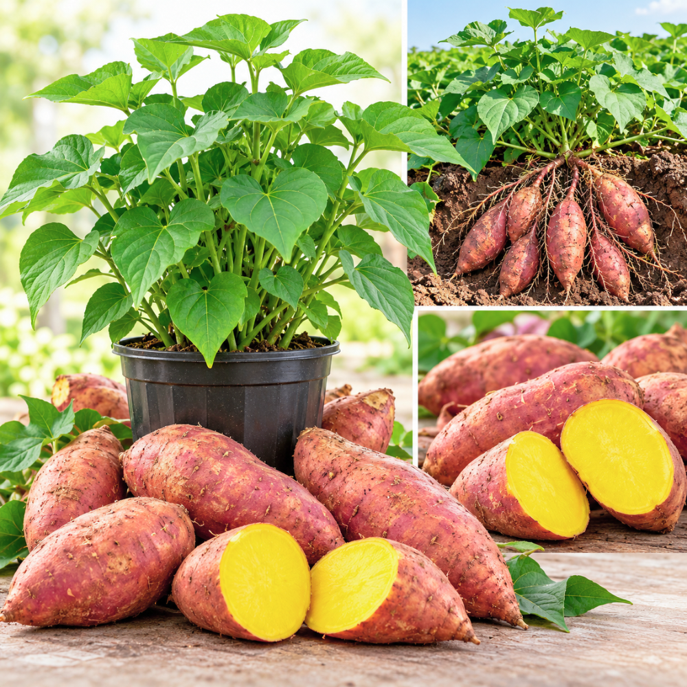 Sweet Potato Live Plant,  Starter Vine for Garden Planting, 4-6" Tall