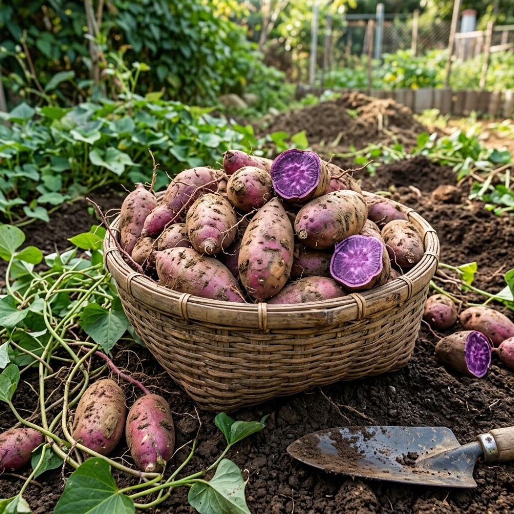 Set 10 Okinawa Purple Sweet Potato Slips Live Plants, Purple Potato for Garden