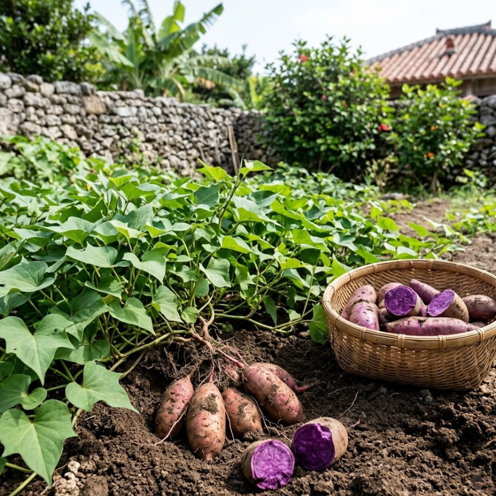Set of 10 Purple Sweet Potato Slips, Live Garden Starter Plants, 4-7" Tall