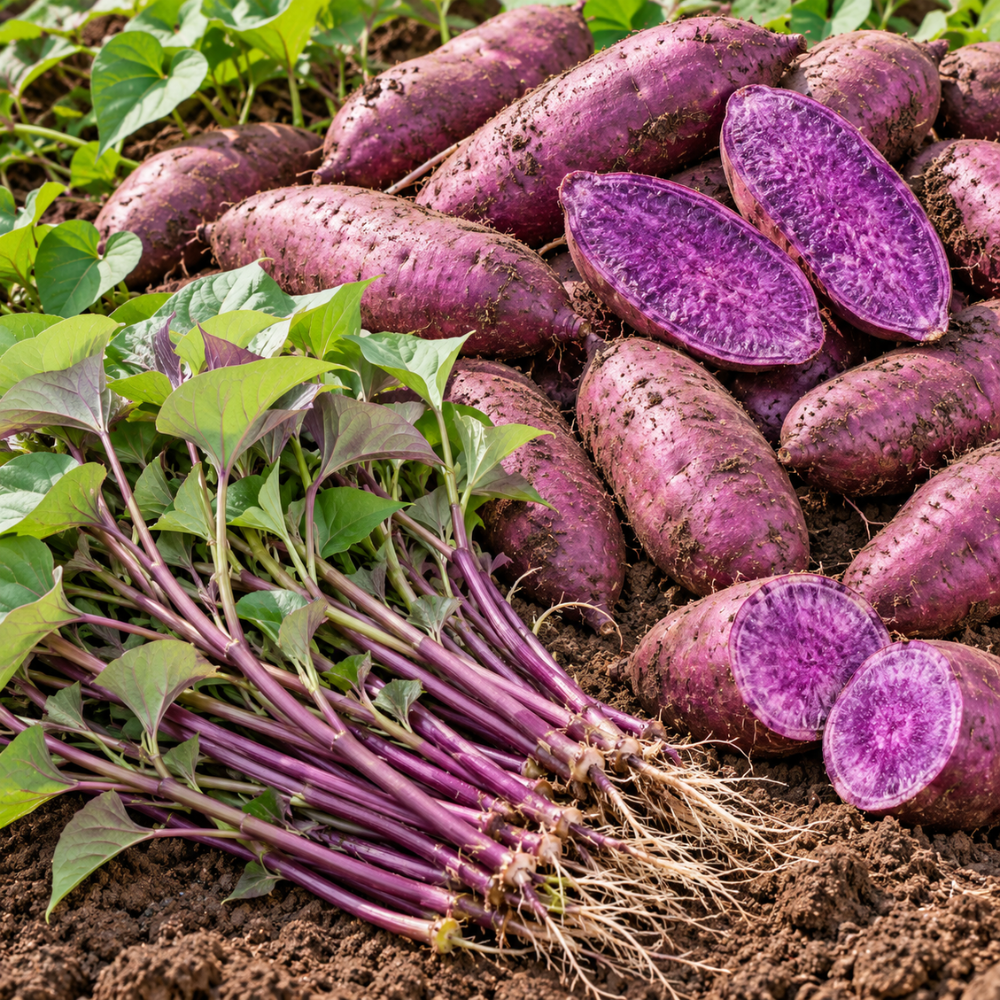 10 Purple Potato Slips Live Plants, Sweet Potato Garden Starters, Vegetable Plant