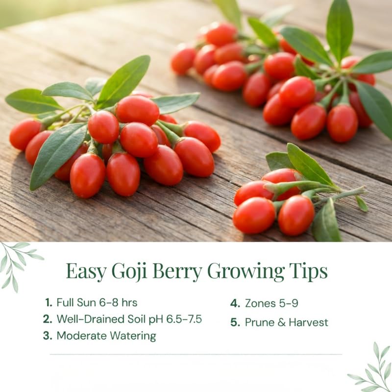 6 Goji Berry Cuttings for Planting, Red Goji Berries for Outdoor Growing, Cold Hardy Fruit Shrub Starter