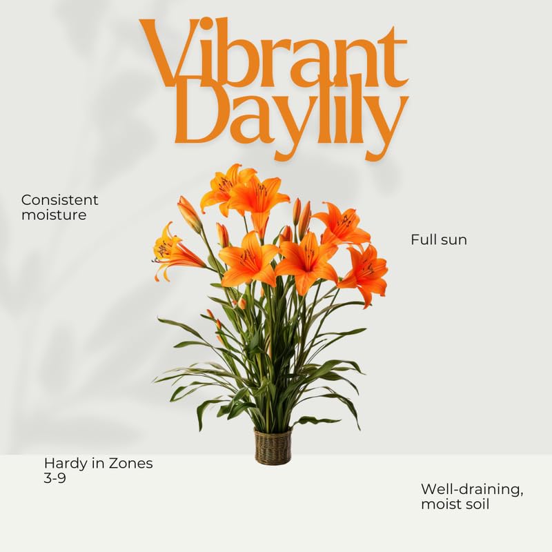 Pack 3 Wild Orange Daylily Bulbs for Planting, Hardy Perennial Flower with Vibrant Blooms, Reblooming Daylilies Bulbs for Garden Borders and Containers