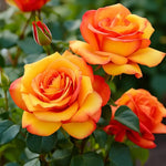 Rose Bush Live Plant, Hybrid Tea Rose Plant Live, 5-9 Inch Tall, Fragrant Flowers Tree, Well-Rooted 1 Year Old, No Pot (Orange Rose)