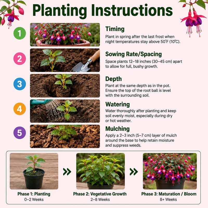 Set 2 Assorted Fuchsia Plants Live 2-5 Inches Tall, Colorful Hanging Flower Plants for Patio, Garden and Containers