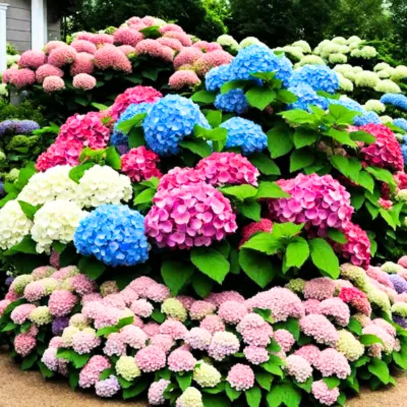 Reblooming Hydrangea Flowers, Hardy Hydrangea Plant Live Bush Shrub, 5-8" Tall Well-Rooted for Garden, Change Colors (Multicolor)