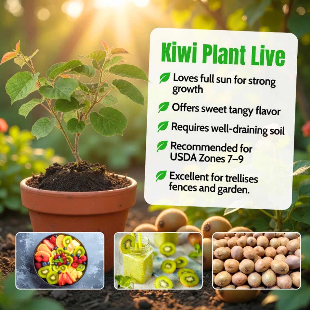 Kiwi Plants Live for Planting, Kiwi Plant Live 6-8 Inches Tall, Cold Hardy Edible Fruit Vines for Home Garden