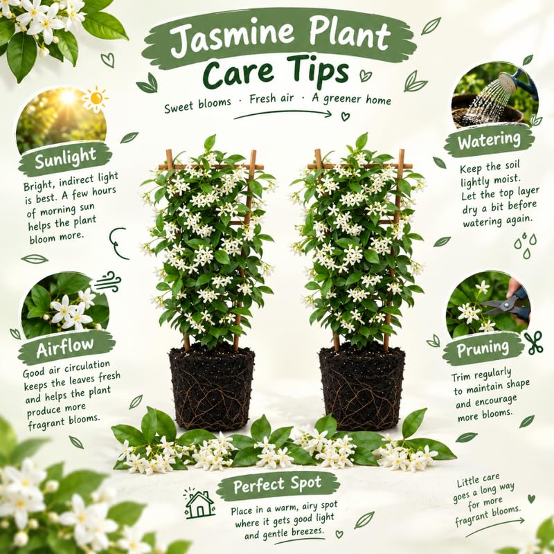 2 Confederate Jasmine Live Plants, Fragrant Flowering Shrubs, 4-6" Tall