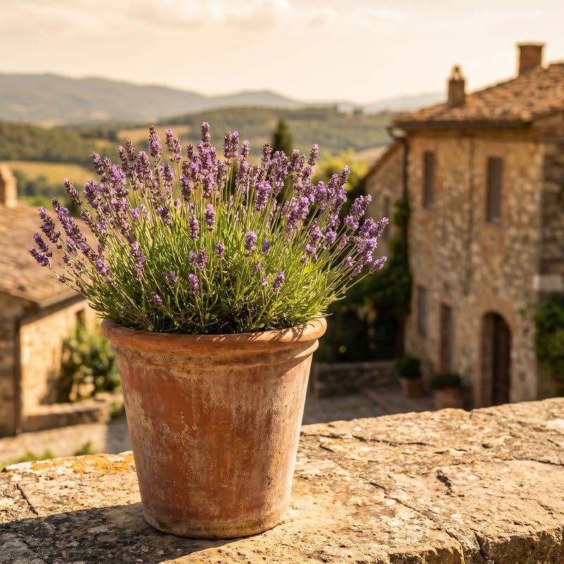 4 Provence Lavender Plants Live, Fragrant Lavender Herb for Garden, Patio Containers and Indoor Décor, 4-7 Inches Tall