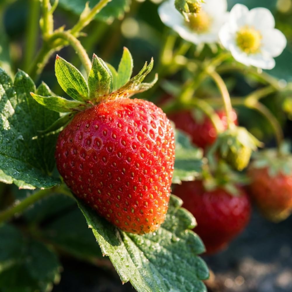 Pack 2 Red Strawberry Plants Live for Planting, Hardy and Sweet Strawberry Plant, 4 to 6 Inches Tall, Strawberries Fruit