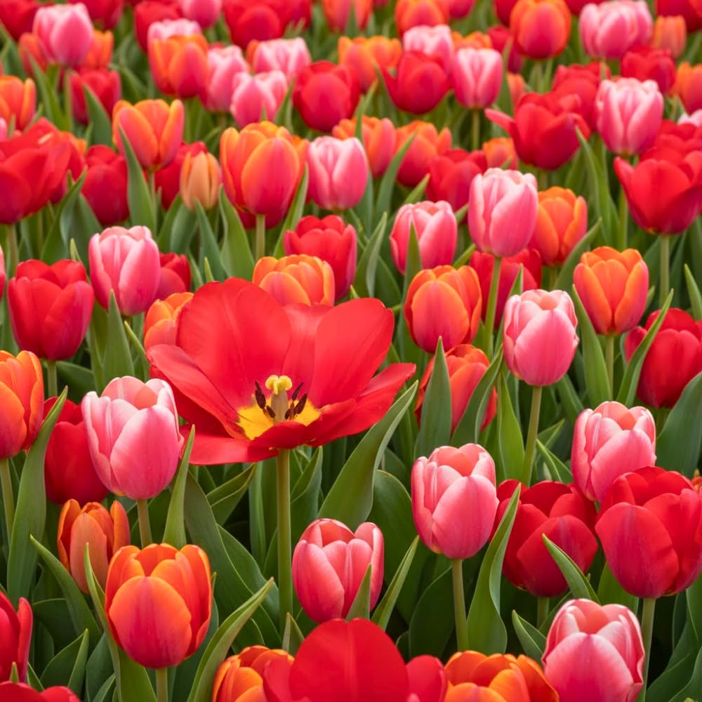 25 Tulip Bulbs for Planting, Easy-Grow Spring Flowers, Assorted Perennial Tulip Bulbs, Bulb Size 11/12 cm, Gardens, Containers, Flowerbeds Planting (Red Tulip)