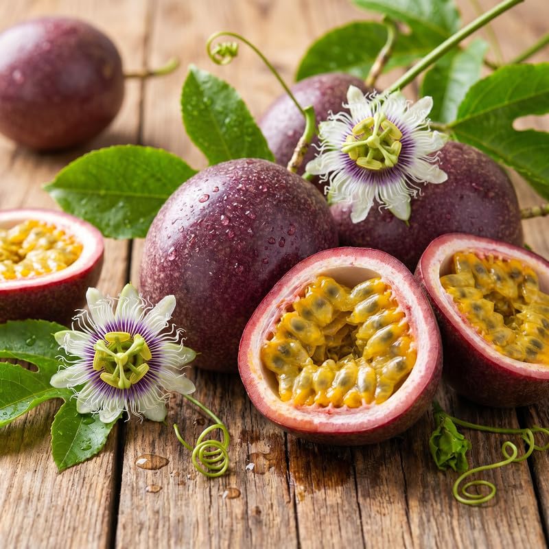 Purple Passionfruit Plant Live 4-7 Inches Tall, Tropical Passion Fruit Vine for Garden, Patio Containers and Indoor Growing