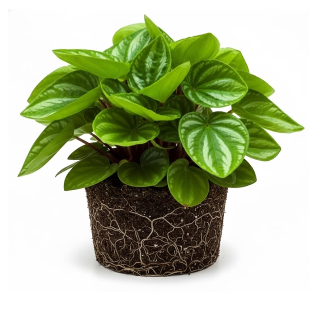 Peperomia Watermelon Plant Live, Peperomia Houseplant, Green Foliage, 5-7 Inches in Height for Indoor Planting