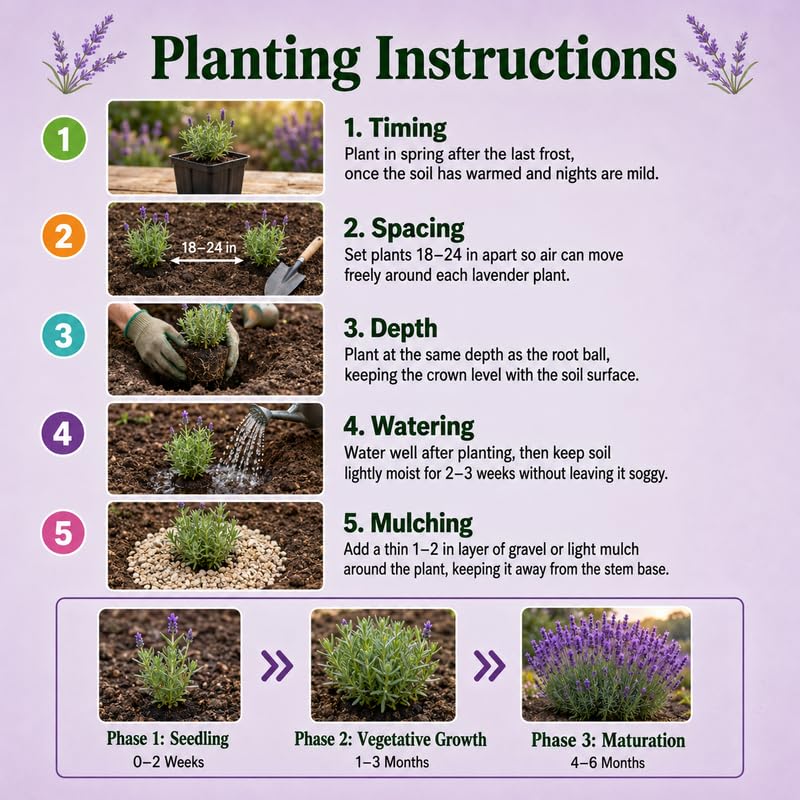4 Lavender Plants Live, Fragrant Lavender Herb for Garden, Patio Containers and Indoor Décor, 4-7 Inches Tall