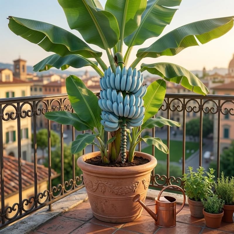 Ice Cream Blue Banana Tree Live Plant, Edible Fruit, 4-6" Tall