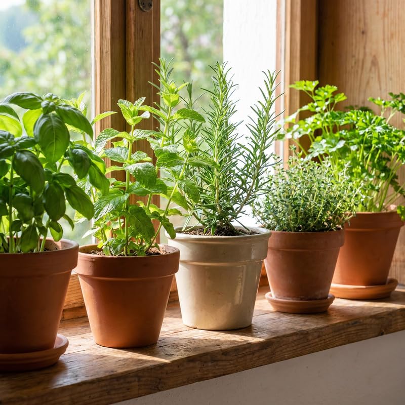 6 Herb Plants Live Starter Plugs, Basil, Rosemary, Oregano, Mint or Assorted Edible Herbs, Ready-to-Plant Garden Combo