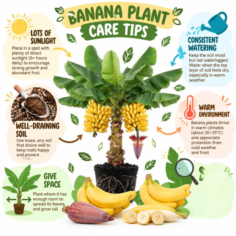 Dwarf Cavendish Banana Tree Live Plant, Edible Fruit, 4-6" Tall