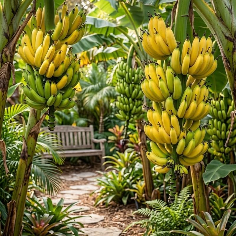 Grand Nain Banana Tree Live Plant, Edible Fruit, 4-6" Tall