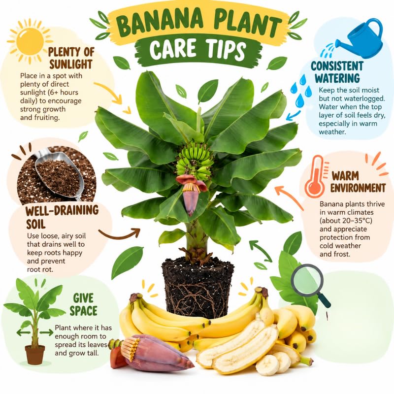 Truly Tiny Banana Tree Live Plant, Edible Fruit, 4-6" Tall