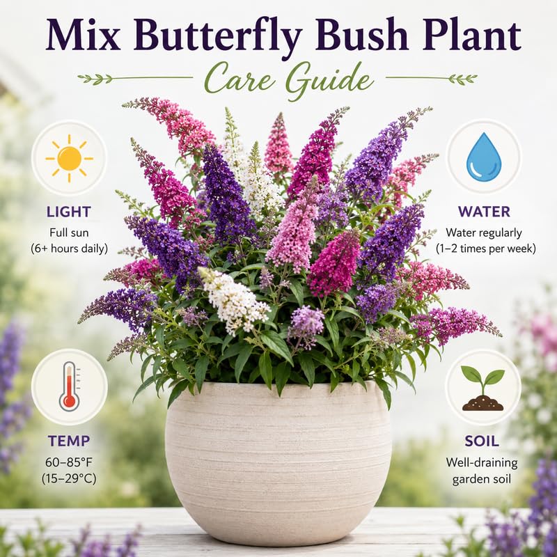 2 Yellow Butterfly Bush Plants Live, Vibrant Buddleia Plants 4-7 Inches, Colorful Flowering Shrub for Outdoor Garden