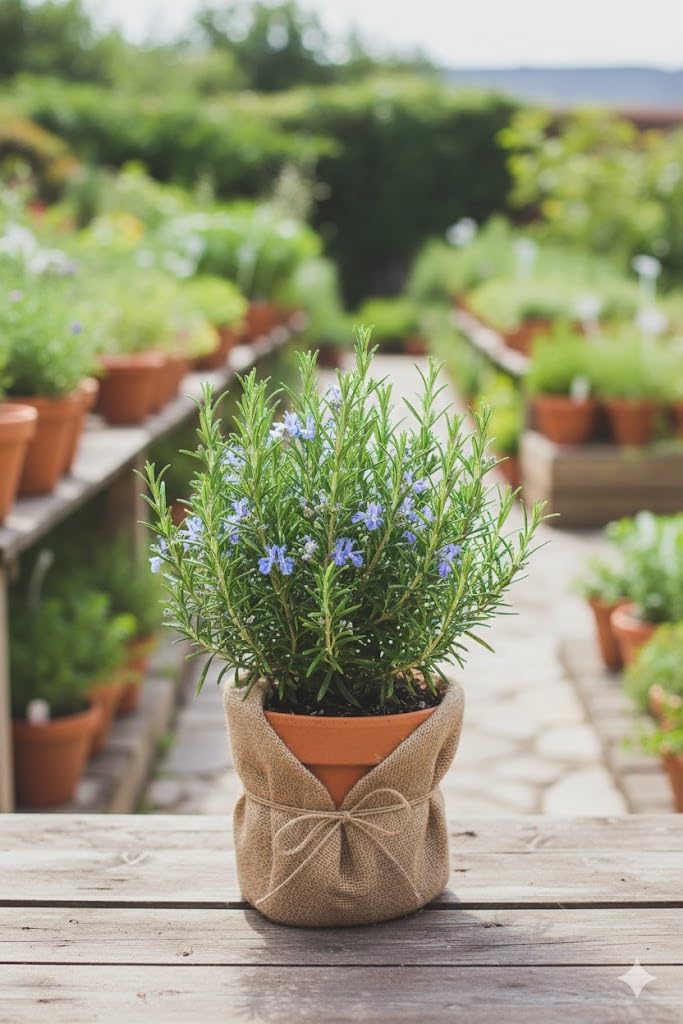 Rosemary Live Plant, 8 Months Old Rosemary Potted 6 to 8'' Tall, Fragrant Herb Plant for Outdoor Planting, 2 Plants per Pot