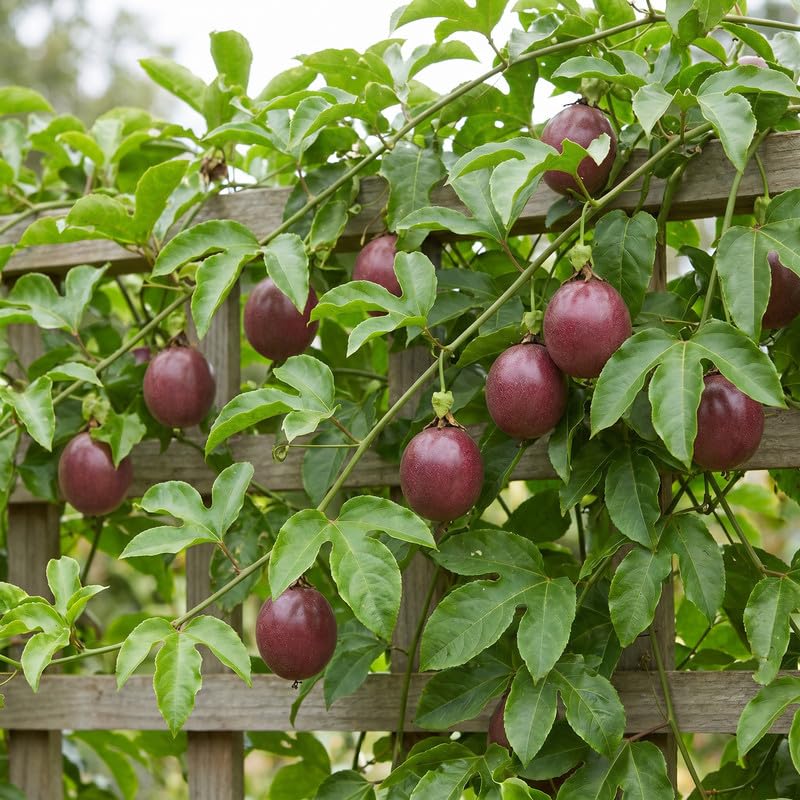 Red Passionfruit Plant Live 4-7 Inches Tall, Tropical Passion Fruit Vine for Garden, Patio Containers and Indoor Growing