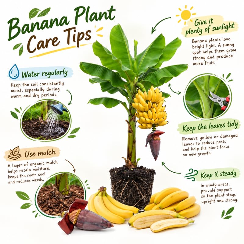 Tangry Banana Tree Live Plant, Edible Fruit, 4-6" Tall