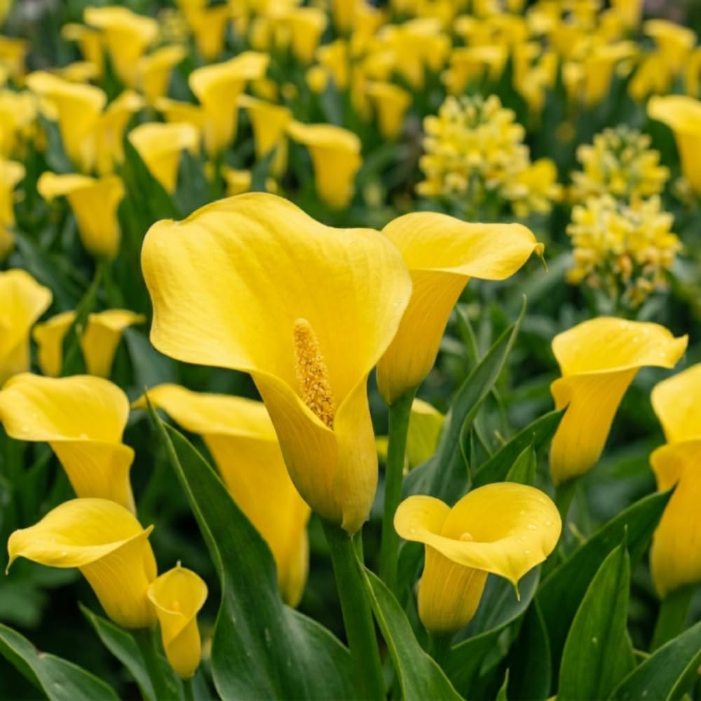 Calla Lily Bulbs for Planting, Calla Lily Bulbs, Vibrant Summer Blooming Flowers for Garden and Patio Planting (Yellow Calla Lily Bulbs (Set 3))
