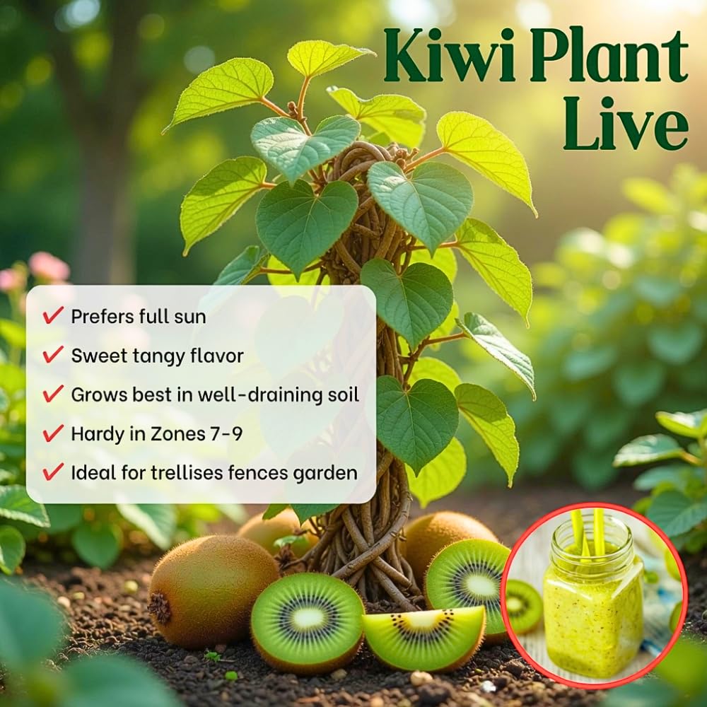 Kiwi Vine Live Plant, Hardy Kiwi Live Plants, 6-8 Inches Tall, Fruit Vine Starters for Easy Garden Growing
