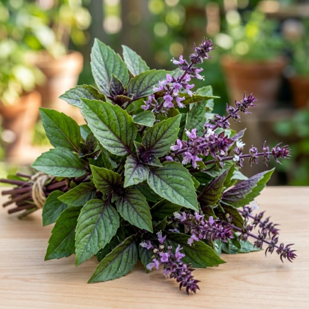 African Blue Basil Plant Live, Basil Plant Live, 2-5 Inc Tall, Fragrant Culinary Herb Seedling for Indoor Outdoor Growing