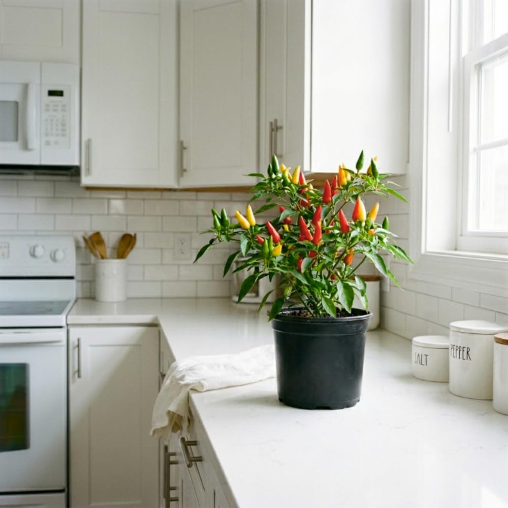 Pepper Plants, Hot Pepper Plants Live in 4 Inches Pot, Chili Pepper Plant, High Yield Pepper Seedling for Home and Garden Growing, 4 to 6 Inc Tall