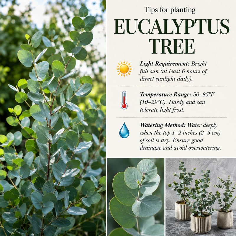 2 Eucalyptus Live Plants, Fragrant Eucalyptus Herb for Garden and Patio Containers, 2-5 Inches Tall Plugs