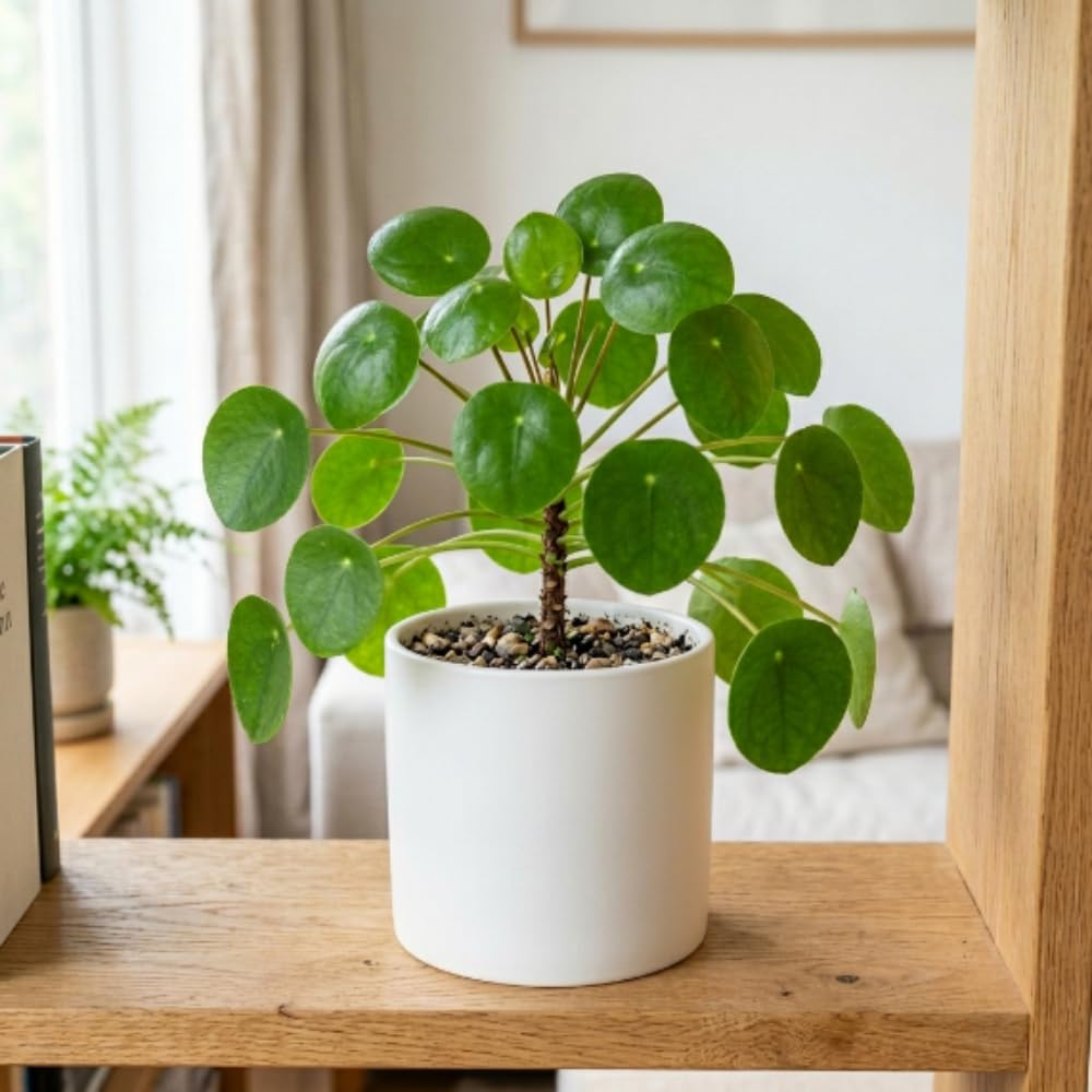 Pack of 2 Money Plants Live, Pilea Peperomioides Plant Live, Pilea Plant Live, 4-6 Inc Tall, Easy Care Indoor Houseplant for Home and Office Decor