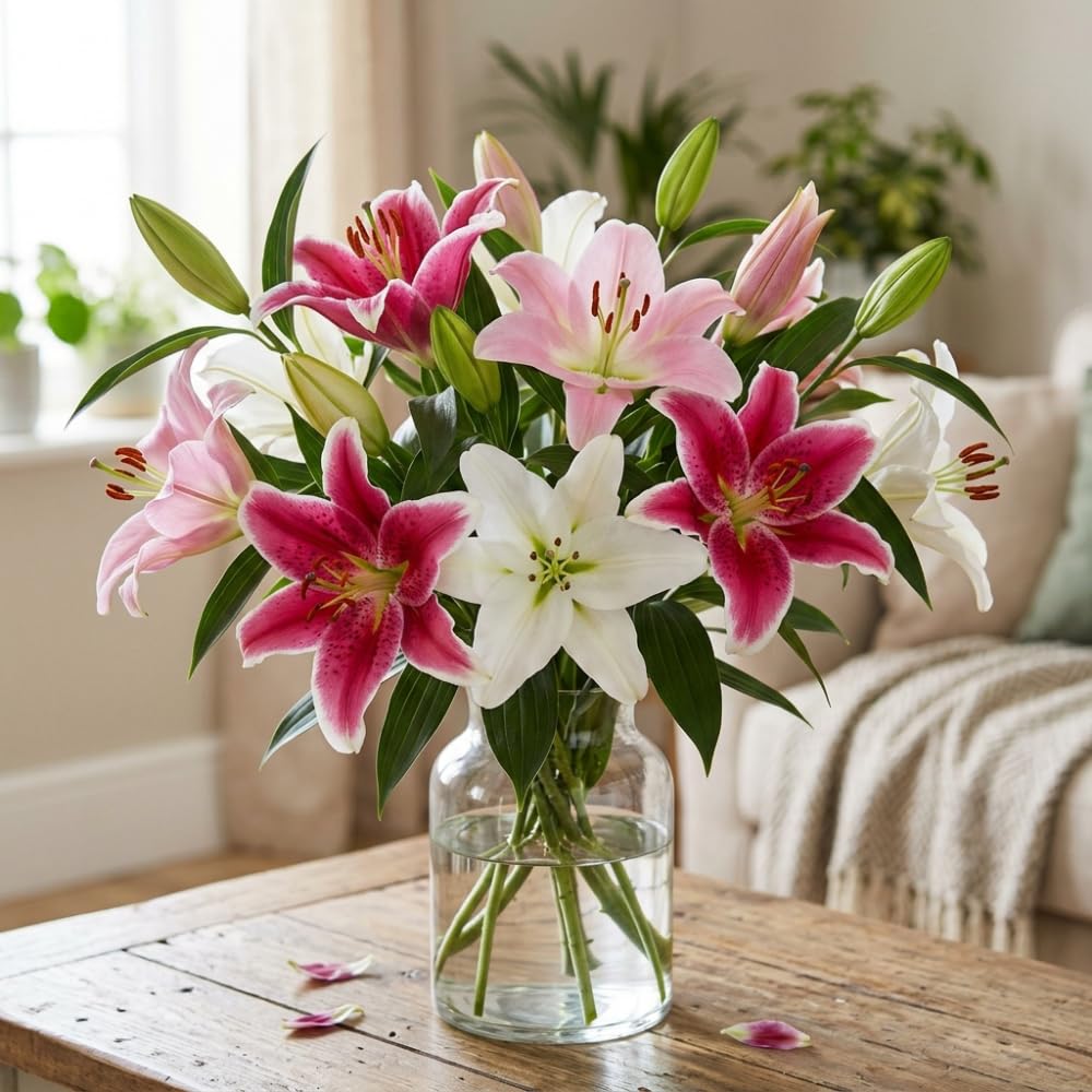 Pack of 4 Mix Lily Bulbs for Planting, Bright Sunny Blooms, Summer Flowering Perennial Garden Flowers, Lily Bulbs for Containers and Outdoor Garden