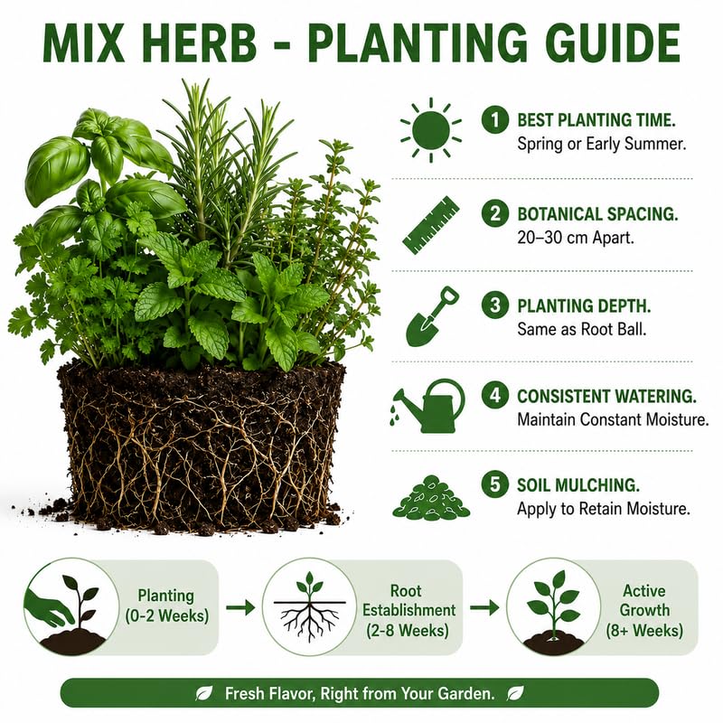 6 Herb Plants Live Starter Plugs, Basil, Rosemary, Oregano, Mint or Assorted Edible Herbs, Ready-to-Plant Garden Combo