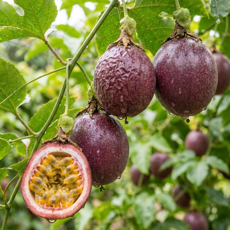 Purple Passionfruit Plant Live 4-7 Inches Tall, Tropical Passion Fruit Vine for Garden, Patio Containers and Indoor Growing