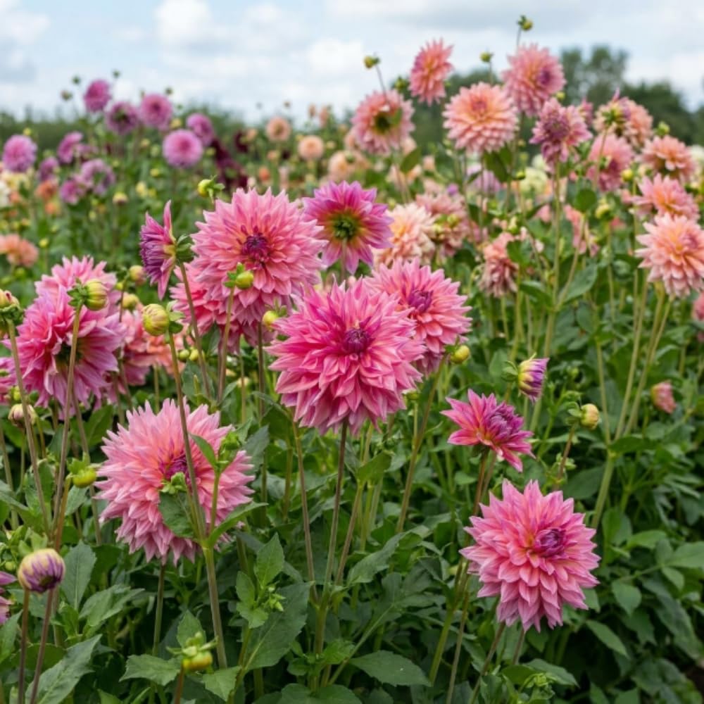 Purple Pink Dahlia Clump, Vibrant Purple Blooms, Summer Flowering Perennial, Dahlia Flowers for Indoor Outdoor Growing