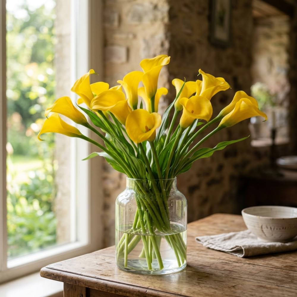 Calla Lily Bulbs for Planting, Calla Lily Bulbs, Vibrant Summer Blooming Flowers for Garden and Patio Planting (Yellow Calla Lily Bulbs (Set 3))