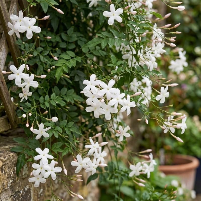 2 Poet Jasmine Live Plants, Fragrant Flowering Shrubs, 4-6" Tall