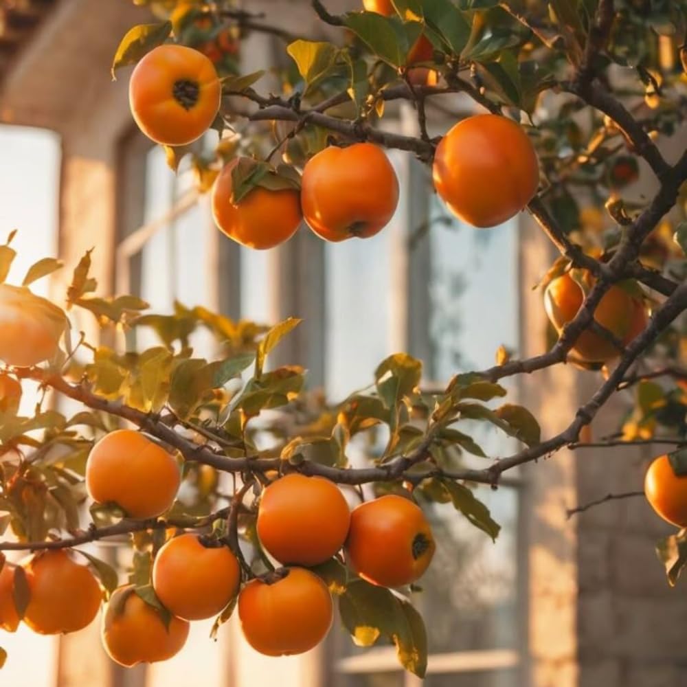 4 Cold Hardy Persimmon Tree Bare Roots, Persimmon Fruit Tree Seedlings 6-12 Inches, Outdoor Planting, Winter Dormant