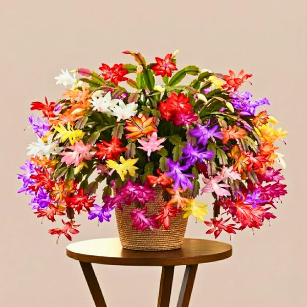 Christmas Cactus Plant Live, Starter Holiday Thanksgiving Cactus Plant for Indoor Outdoor Houseplants, Fasle Easter Cactus Plants Like, Cold Hardy, 5-9" in Tall (Single Random Blooms)