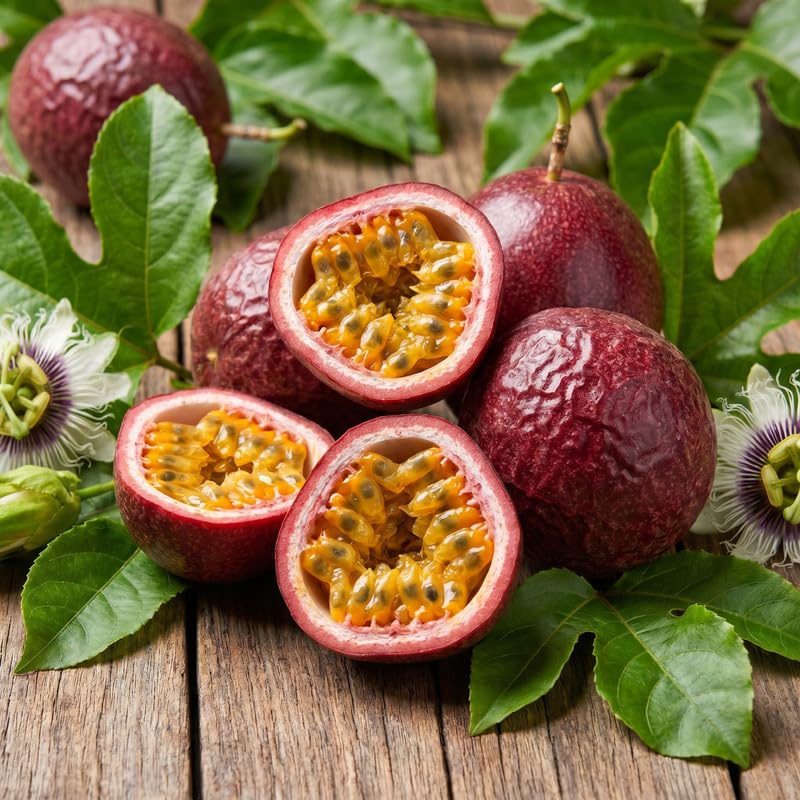 Red Passionfruit Plant Live 4-7 Inches Tall, Tropical Passion Fruit Vine for Garden, Patio Containers and Indoor Growing