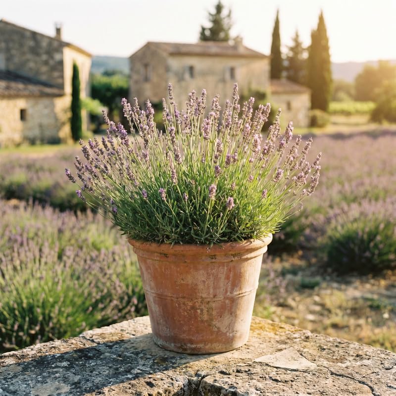 4 Provence Lavender Plants Live, Fragrant Lavender Herb for Garden, Patio Containers and Indoor Décor, 4-7 Inches Tall