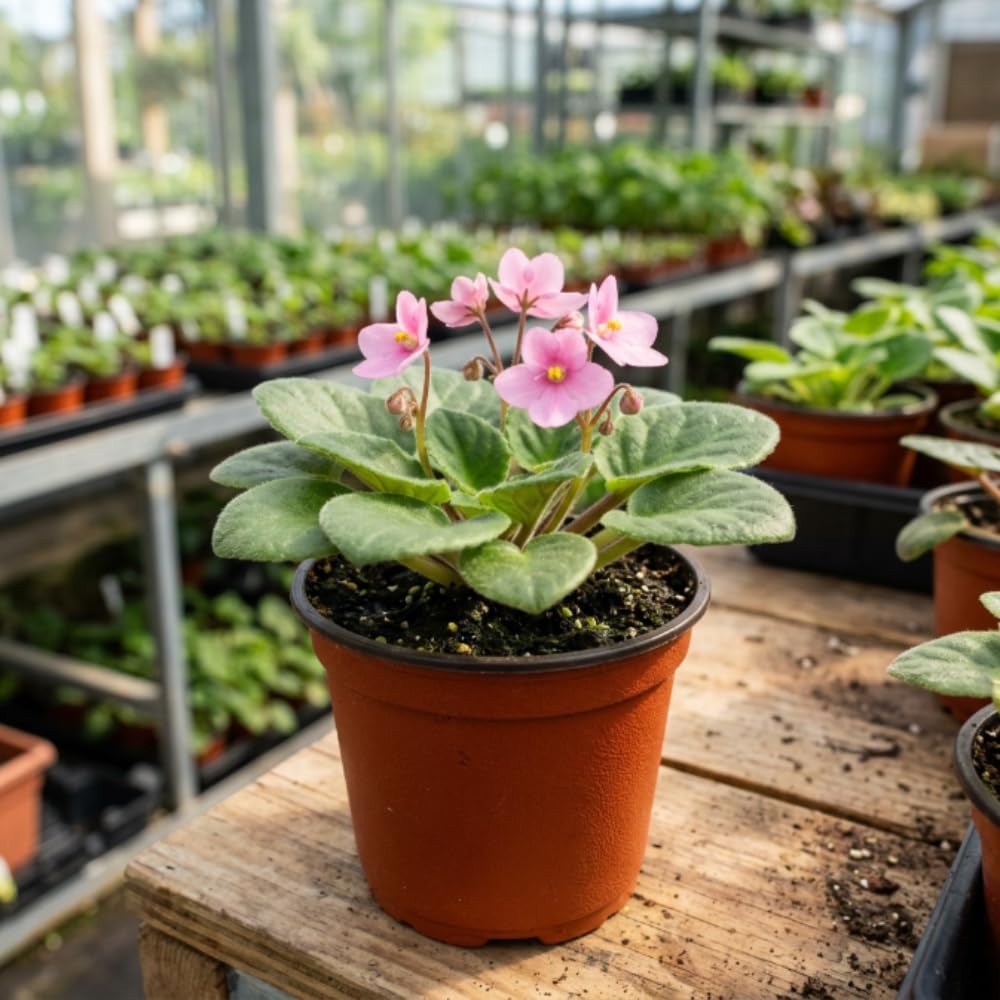 African Violets Live Plant, Pink African Violet Plant, 3-5 Inches Tall, Vibrant Blooms, Easy Care Indoor Flowering Plants for Home and Office Decoration