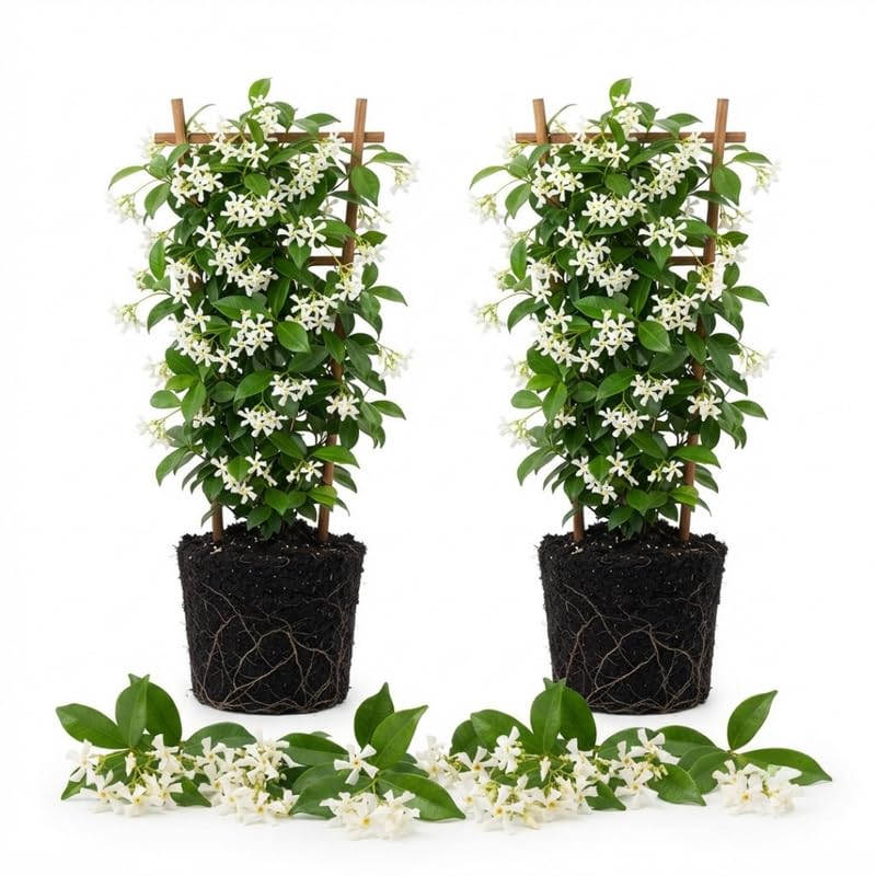 2 Confederate Jasmine Live Plants, Fragrant Flowering Shrubs, 4-6" Tall
