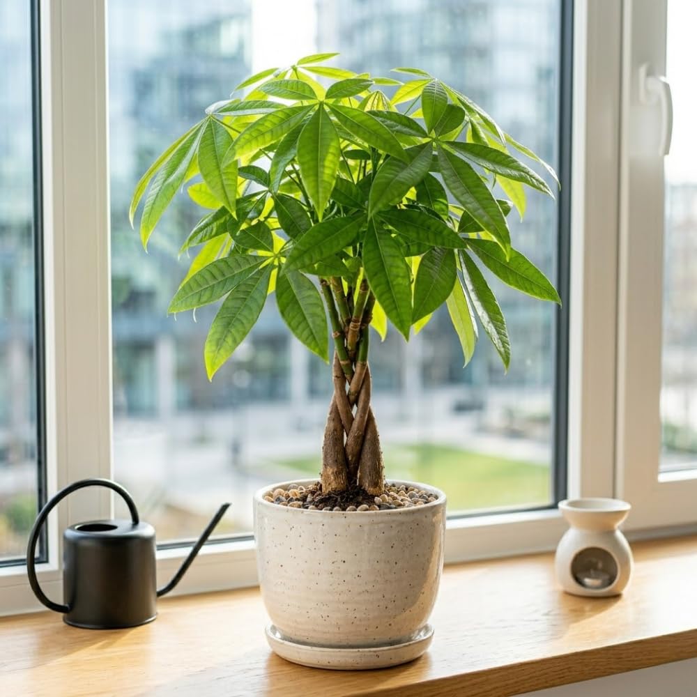 Money Tree Plant Live, Potted Money Tree, 6-10 Inc Tall, Easy Care Indoor Houseplant for Home, Office Display