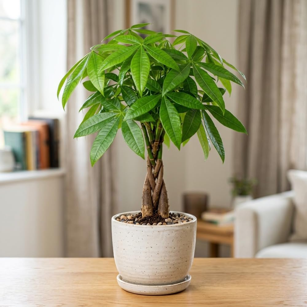 Money Tree Plant Live, Potted Money Tree, 6-10 Inc Tall, Easy Care Indoor Houseplant for Home, Office Display