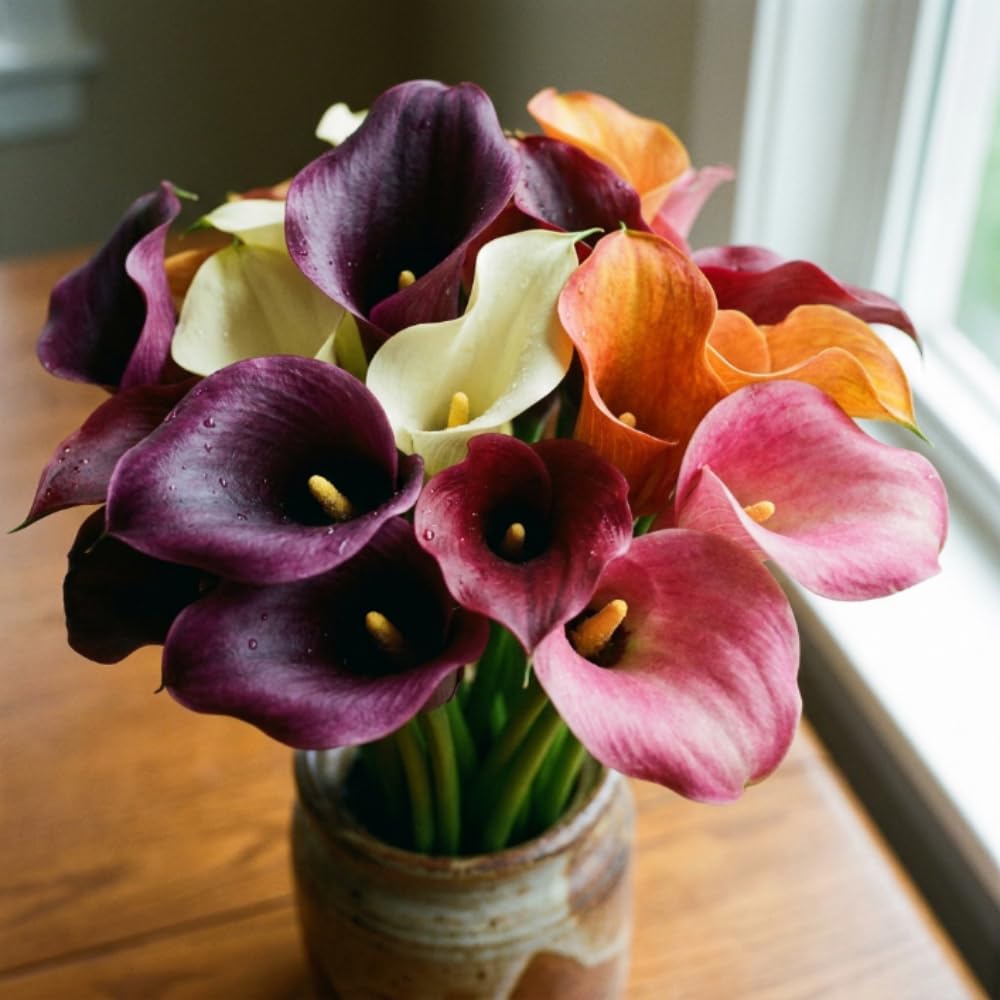 Calla Lily Bulbs for Planting, Calla Lily Bulbs, Vibrant Summer Blooming Flowers for Garden and Patio Planting (Mix Calla Lily Bulbs (Set 4))