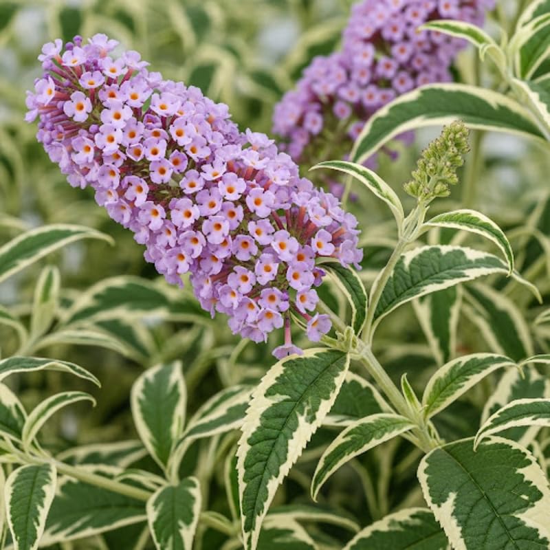 AVERAR 6 Months Old Variegated Butterfly Bush Live Plant, Butterfly Bushes Ready to Plant Outdoor, Buddleia Plant Bush Shrub 5-7 Inches Tall, No Pot, Color Purple or Light Purple